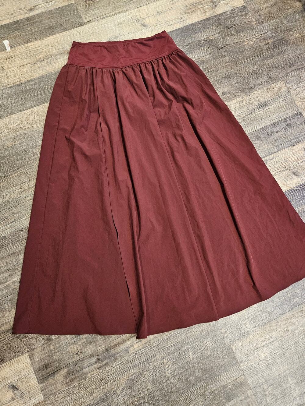 Halara thigh high slit maxi skirt womens large burgundy flowy high waist